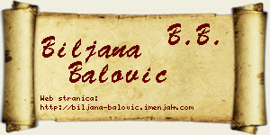 Biljana Balović vizit kartica